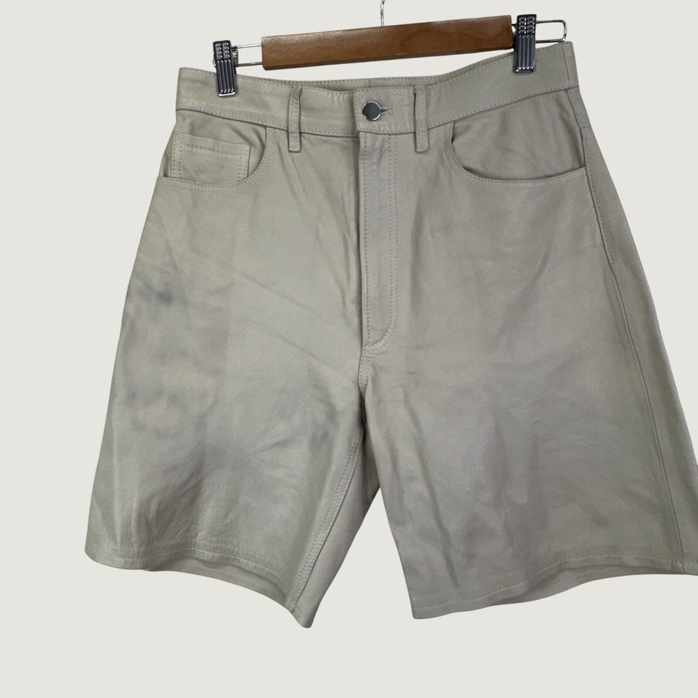 H&M Edition Leather Shorts‎ Size 4 Beige High Waist Minimalist Chic